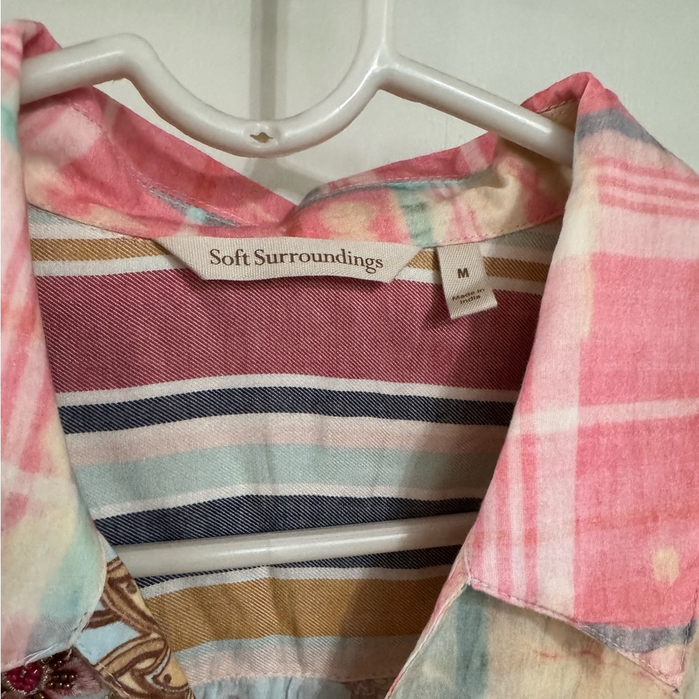 Soft Surroundings Floral Patchwork Button Down Sh… - image 2